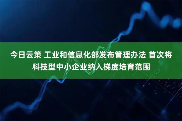 今日云策 工业和信息化部发布管理办法 首次将科技型中小企业纳入梯度培育范围